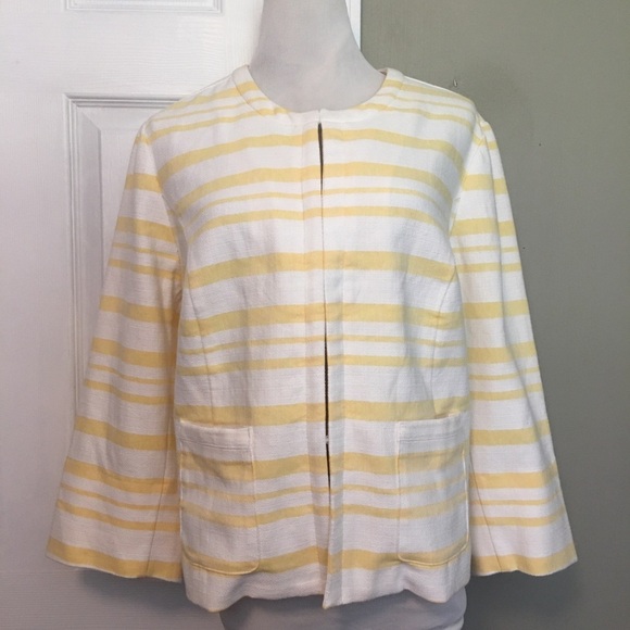 NWT Cato Yellow and White Striped Blazer with Three-Quarter Sleeves - Picture 1 of 7